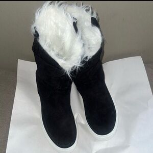 H&M Black Winter Boots with White Faux Fur.  Size 5.5.  Brand new.